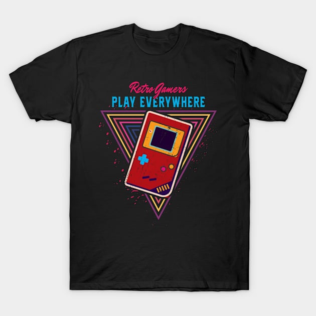 Retro Gamers Play Everywhere Retro Game T-Shirt by We Print On Gifts